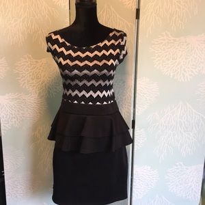 Short sleeve Black Peplum dress
